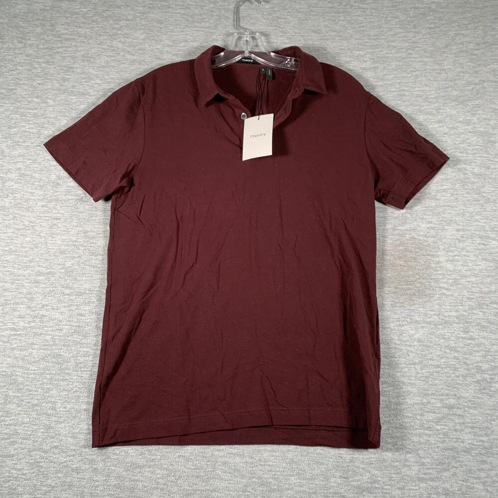 Theory Polo Shirt Mens Small Red Bron B Cardasis Jersey Stretch Short Sleeve